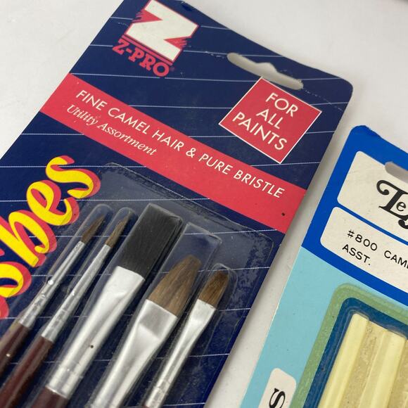 Vtg NEW Camel Hair Paintbrush Sets Lot of 2 Le Jour & Z-Pro Utility Touch Up - Picture 3 of 9